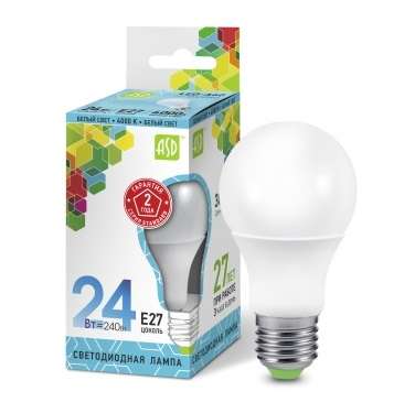 Лампа светодиодная LED-A65-standard 24Вт грушевидная 230В E27 4000К 2160лм ASD 4690612014272