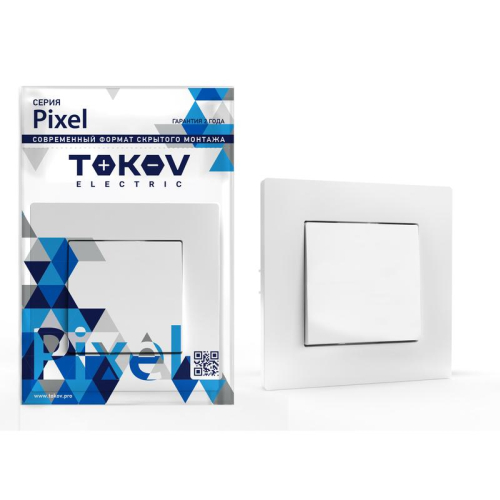 Выключатель 1-кл. СП Pixel 10А IP20 в сборе бел. TOKOV ELECTRIC TKE-PX-V1F-C01