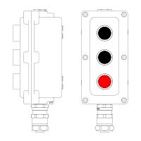 Пост управления взрывонепроницаемый из алюминия LCSD-03-B-MC-P1B(11)x1-P1B(11)x1-P1R(11)x1-PCMB-KAEPM3MHK-20 DKC LCSD21000114