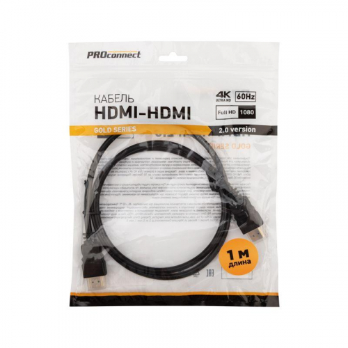 Кабель HDMI - HDMI 2.0 1м Gold PROCONNECT 17-6102-6 фото 2