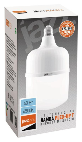 Лампа светодиодная высокомощная PLED-HP-T120 40Вт 6500К холод. бел. E27/E40 (переходник в компл.) 3700лм JazzWay 1038944A фото 2