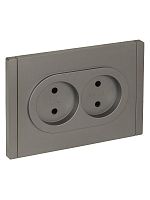 Розетка 2-м СП FORTE&PIANO FP525 10А без заземл. защ. шторки безвинт. крепл. сталь IEK FP-R23-10-1-K46
