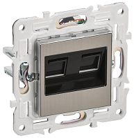 Розетка компьютерная двойн. RJ45 кат.5E SKANDY SK-K03N никель IEK SK-K20-1-K50
