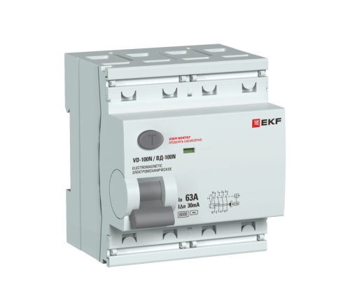 Выключатель дифференциального тока 4п 63А 30мА тип AC 6кА ВД-100N электромех. PROxima EKF E1046M6330 фото 3