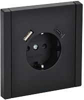 Розетка FORTE&PIANO FP147 16А USB A+C 18Вт с заземл. защ. шторки винт. крепл. черн. IEK FP-R14-16-U22-018-K02