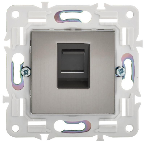 Розетка компьютерная RJ45 кат.5E SKANDY SK-K01N никель IEK SK-K10-1-K50 фото 2