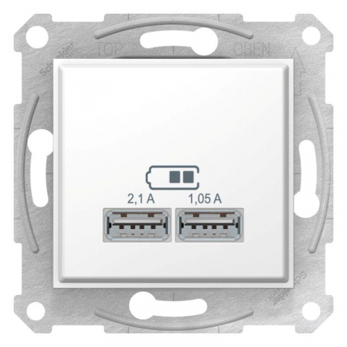 Механизм зарядного устройства USB Sedna 2.1А (2х1.05А) бел. SchE SDN2710221