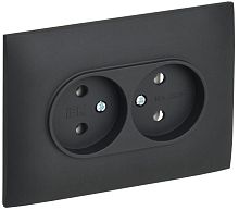 Розетка 2-м SKANDY 10А без заземл. без защ. шторок в сборе SK-R10G графит IEK SK-R20-10-K53-F