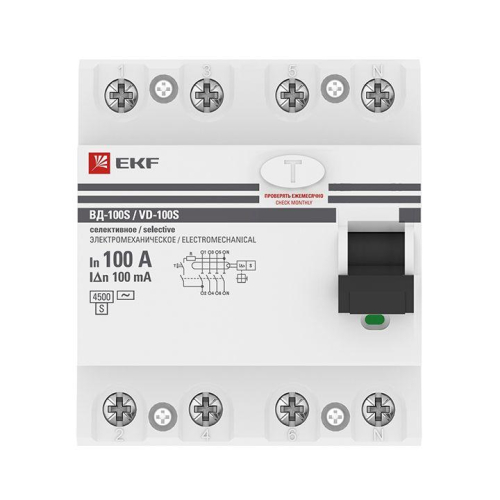 Выключатель дифференциального тока (УЗО) 4п 100А 100мА тип AC ВД-100 (электромех.) PROxima EKF elcb-4-100-100S-em-pro фото 2