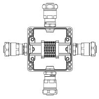 Корпус взрывозащищенный 120х120х90мм 1Exe IIC T5 Gb IP66Ex tb IIIB T95град.C Db Т5 40град.C кольца заземл. клеммы CBC.2-6шт ток А вводы сторона А: взрывозащ. кабел. ввод ANP под небронир. кабель в металлорукаве M20х1 GRP DKC 1231.031.19.02F