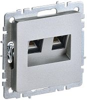 Розетка двойная СП RJ11+RJ45 кат.5E BRITE РК/Т12-БрА механизм алюм. IEK BR-KT20-O-1-K47