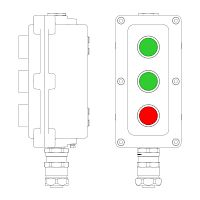 Пост управления взрывонепроницаемый из алюминия LCSD-03-B-MB-P1G(11)x1-P1G(11)x1-P1R(11)x1-PBMB-KAEPM2MHK-20 DKC LCSD21000119