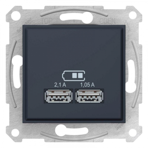 Механизм зарядного устройства USB Sedna 2.1А (2х1.05А) графит SchE SDN2710270