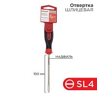 Отвертка шлицевая SL 4х100мм трехкомпонентн. рукоятка сталь S2 Rexant 12-6424-1