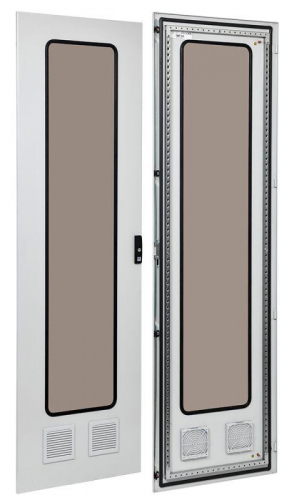 Дверь металлическая со стеклом 2 вент. отв. 2000х600 FORMAT IEK YKM40D-FO-DGI-200-060