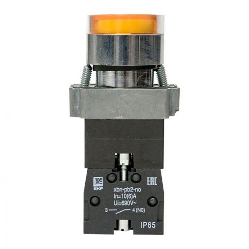 Кнопка BA51 с подстветкой 230В желт. NO IP65 PROxima EKF xb2-bw51-230-65 фото 5
