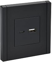 Розетка USB A+C 18Вт FORTE&PIANO FP151 черн. IEK FP-U22-018-K02