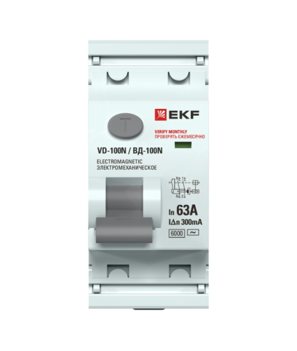 Выключатель дифференциального тока 2п 63А 300мА тип AC 6кА ВД-100N электромех. PROxima EKF E1026M63300 фото 2