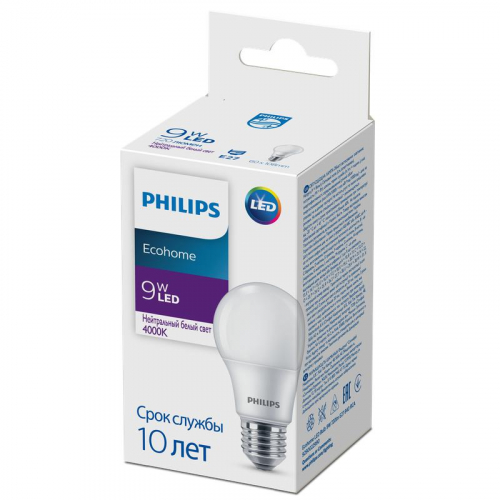 Лампа светодиодная Ecohome LED Bulb 9W 720lm E27 840 Philips 929002299017 фото 2