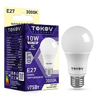 Лампа светодиодная 10Вт А60 3000К Е27 176-264В TOKOV ELECTRIC TKE-A60-E27-10-3K