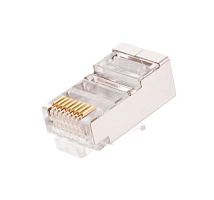 Коннектор RJ45/8P8C под витую пару кат.6 (класс E) 250МГц покрытие 50мкд универсал. ножи экран. (уп.100шт) NIKOMAX NMC-RJ88RZ50SE1-100