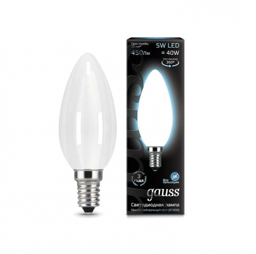 Лампа светодиодная Black Filament Свеча E14 5Вт 4100К OPAL Gauss 103201205