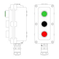 Пост управления взрывонепроницаемый из алюминия LCSD-03-B-MB-L1G(220)x1-P1B(11)x1-P1R(11)x1-PBMB-KAEPM2MHK-20 DKC LCSD21000123