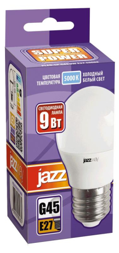 Лампа светодиодная PLED-SP 9Вт G45 шар 5000К холод. бел. E27 820лм 230В JazzWay 2859662A фото 2