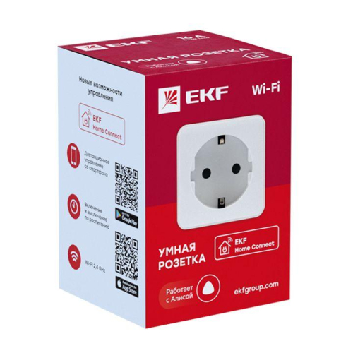 Розетка умная Wi-Fi 1-м 16А IP20 бел. Connect EKF RCS-1-WF фото 3