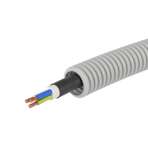 Труба гофрированная ПВХ гибкая d16мм с кабелем ВВГнг(А)-LS 3х1.5 РЭК ГОСТ+ сер. (уп.25м) DKC 9L91625 фото 3