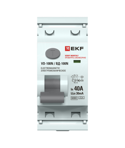 Выключатель дифференциального тока 2п 40А 300мА тип A 6кА ВД-100N электромех. PROxima EKF E1026MA40300 фото 2