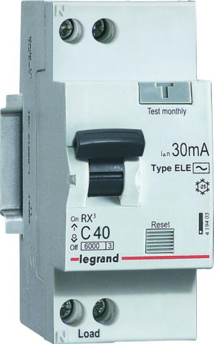 Выключатель автоматический дифференциального тока 2п (1P+N) C 10А 30мА тип AC 6кА RX3 Leg 419397 фото 3