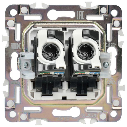 Розетка компьютерная двойн. RJ45 кат.5E SKANDY SK-K03N никель IEK SK-K20-1-K50 фото 5