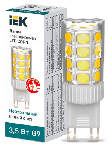 Лампа светодиодная CORN 3.5Вт капсула 4000К G9 230В керамика IEK LLE-CORN-4-230-40-G9