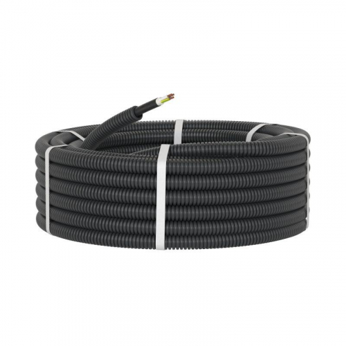 Труба гофрированная ПНД гибкая d16мм с кабелем ВВГнг(А)-LS 3х1.5 РЭК ГОСТ+ черн. (уп.100м) DKC 7L716100 фото 2