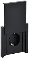 Розетка СП FORTE&PIANO16А IP44 FP119 с заземл. защ. шторки с крышкой безвинт. крепл. черн. IEK FP-R16-16-1-44-K02