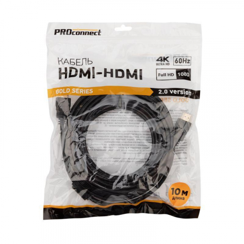 Кабель HDMI - HDMI 2.0 10м Gold PROCONNECT 17-6108-6 фото 3