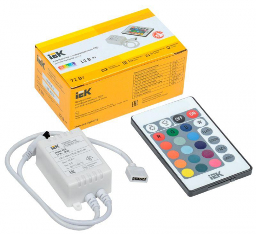 Контроллер с ПДУ ИК RGB 3 канала 12В 2А 72Вт IEK LSC1-RGB-072-IR-20-12-W
