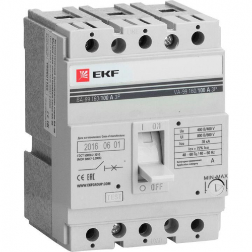 Выключатель автоматический 3п 160/16А 35кА ВА-99 PROxima EKF mccb99-160-16