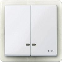 Клавиша 2-м Merten с окошком для свет. инд. IP44 активно бел. SchE MTN3424-0325