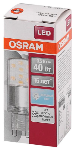Лампа светодиодная LED Star PIN40 3.5W/840 3.5Вт прозрачная 4000К нейтр. бел. G9 400лм 220-240В пластик. (замена 40Вт) OSRAM 4058075315853 фото 2