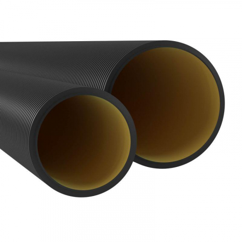 Труба гофрированная двустенная ПНД жесткая d200мм с муфтой для кабельной канализации SN6 450Н черн. (уп.6м) DKC 160920A-6K фото 2