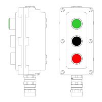 Пост управления взрывонепроницаемый из алюминия LCSD-03-B-MB-L1G(220)x1-P1B(11)x1-P1R(11)x1-PBMB-KA2MHK DKC LCSD21000105