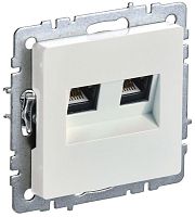 Розетка двойная СП BRITE RJ11+RJ45 кат.5E РК/Т12-БрЖ механизм жемчуж. IEK BR-KT20-O-1-K36