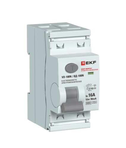 Выключатель дифференциального тока 2п 16А 30мА тип A 6кА ВД-100N электромех. PROxima EKF E1026MA1630 фото 3