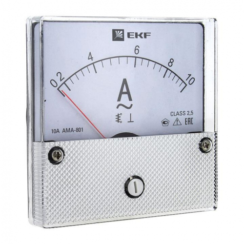 Амперметр аналоговый AM-A801 на панель 80х80 кругл. вырез 100А трансф. подкл. EKF am-a801-100/ama-801-100