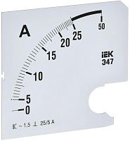Шкала сменная для амперметра Э47 25/5А-1.5 96х96мм IEK IPA20D-SC-0025