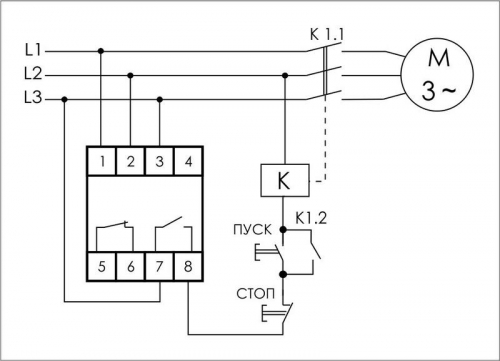 Реле контроля фаз для сетей с изолированной нейтралью CKF-11 (монтаж на DIN-рейке 35мм; регулировка задержки отключения; контроль чередования фаз; 3х400В 8А 1Z 1R IP20)(аналог ЕЛ-11Е) F&F EA04.004.003 фото 2