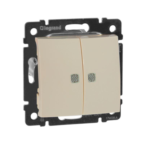 Выключатель 2-кл. СП Valena 10А IP31 250В с зел. подсветкой механизм сл. кость Leg 774328 фото 9