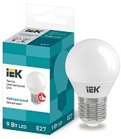 Лампа светодиодная Eco G45 9Вт шар 4000К нейтр. бел. E27 230В IEK LLE-G45-9-230-40-E27